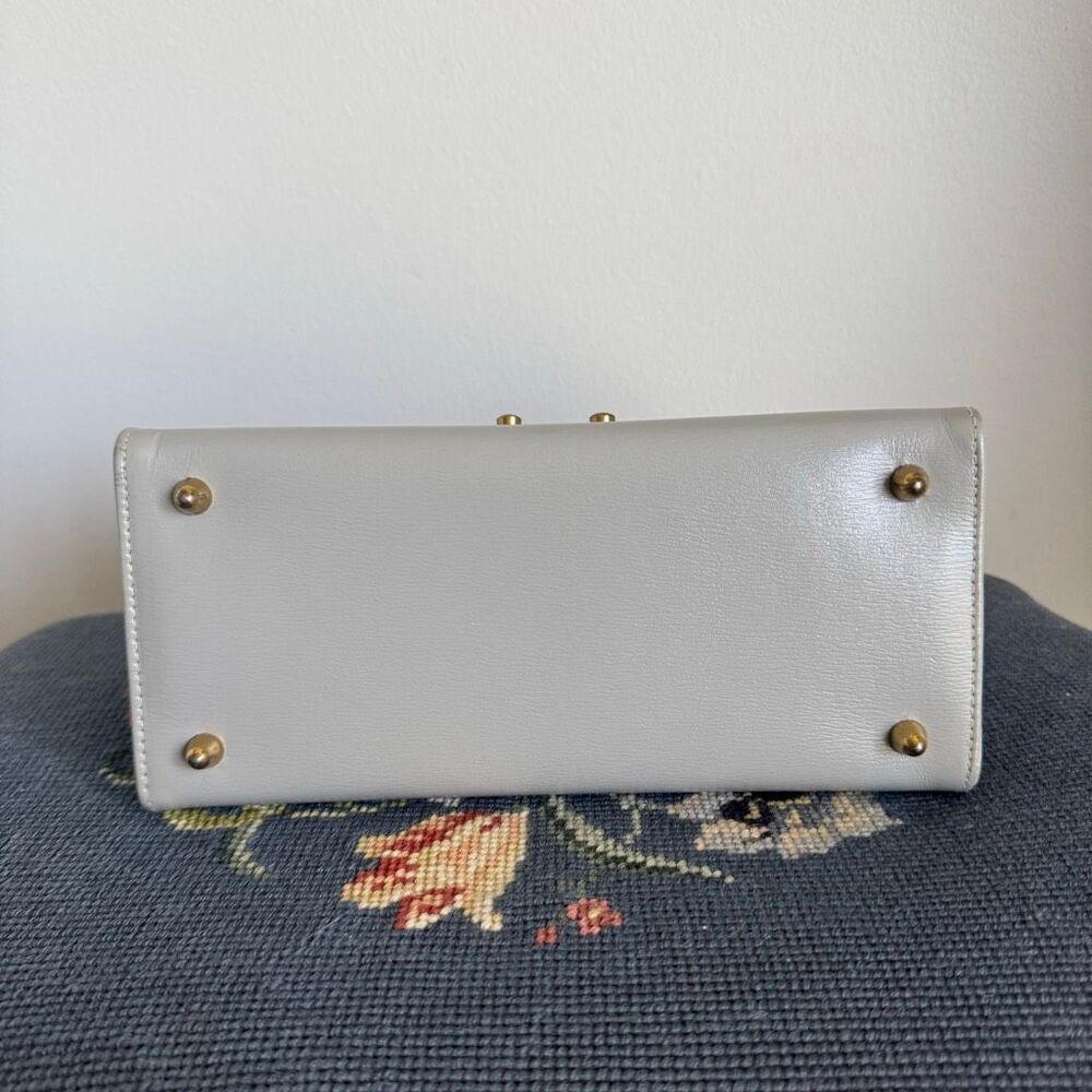 Vintage Made In Canada Structured Top Handle Handbag Minimalist Grey Elegance - Picture 5 of 9